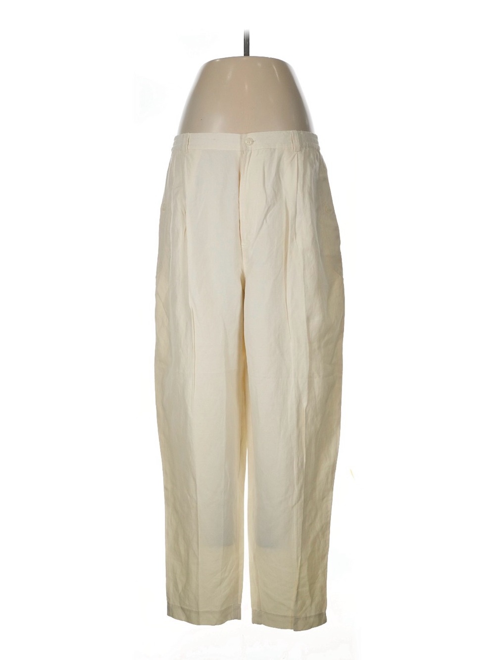 Women's Cream High-Waist Linen Trousers